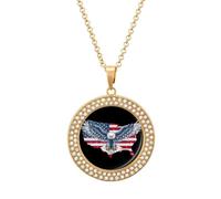 Bald Ea-gles Usa Necklace for Women Adjustable Jewelry Pendant for Mom Wife Girlfriend Gifts Golden-style