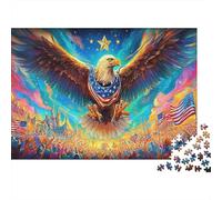 Bald Eagle 1000 Piece Cardboard Jigsaw Puzzle American Flag for Adult Stress Relief Seekers Home Entertainment Unique Pattern 52x38cm/1000pcs