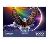 Bald Eagle 1000 Piece Jigsaw Puzzle Paper for Adults Solar Eclipse Rainbow Puzzle Game for Family 70x50cm/1000pcs