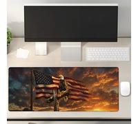 Bald Eagle American Flag Mouse Pad Gifts 31.5" x 11.8", Non-Slip Rubber Base MousePads for Computers Laptop School Office Home Accessories Decor, Mouse Pad, Keyboard Desk Mat