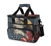 Bald Eagle American Flag Old Cooler Bag Thermal Insulated Picnic Lunch Bag Box Large Cool Bag for Beach Picnic Camping Travel Men Women