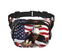 Bald Eagle American Flag Print Square Waist Bag Double Layer Bag Kidney Fashion Travel Waist Bag For Men And Women, Black, One Size, Black, One Size