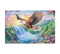 Bald Eagle Amidst Waterfall And Butterflies 1000 Pc DIY Jigsaw Puzzle Puzzles for Adults Teens Hard Challenging Team Building Stress Reducing Autumn High-grade Rigid Cardboard 1000 PCS