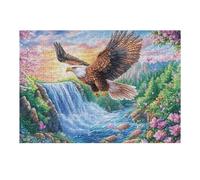 Bald Eagle Amidst Waterfall And Butterflies 300 Pcs Jigsaw Puzzles Puzzles for Adults Teens Brain Game Fun Family Game Team Building Stress Reducing Autumn Thick Cardboard 300 PCS
