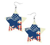 Bald Eagle And Stripes Star Shape Shaped Leather Earrings Women Girls Simple Dangle Earrings Gifts for Her