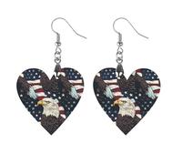 Bald Eagle And U.S. Flag Novelty Women's Dangle Earrings Fashion Printed Wood Earring Drop Pendants Jewelry