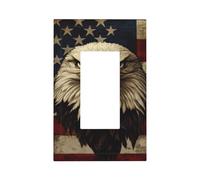 Bald Eagle and USA Flag Light Switch Wall Plate Faceplate Cover Single Rocker 1 Gang Decorator Outlet Receptacle Covers for Home Kitchen Room Bathroom Decor