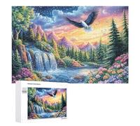 Bald Eagle And Waterfall at Twilight 1000 Piece Jigsaw Puzzle for Adults Indoor Logical Game Brain Stimulation Gift for All Occasions 1000 PCS