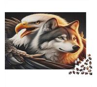 Bald Eagle and Wolf Jigsaw Puzzle for Adults 1000 Piece Jigsaw Puzzle Paper Puzzle Game for Family Animal Art Relaxation Gift 70x50cm/1000pcs