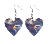 Bald-Eagle Animal Round Wooden Earrings Boho Drop Pendant Fashion Gifts for Women