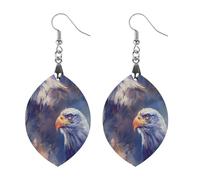 Bald-Eagle Animal Round Wooden Earrings Boho Drop Pendant Fashion Gifts for Women