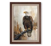 Bald Eagle at Rest Rustic Framed Wall Art Print A1 (84.1×59.4cm) Walnut, Wall Decor for Living Room, Bedroom, Office & Home, Ready to Hang, Art Gift