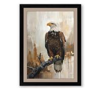 Bald Eagle at Rest Rustic Framed Wall Art Print A4 (29.7×21cm) Black, Wall Decor for Living Room, Bedroom, Office & Home, Ready to Hang, Art Gift