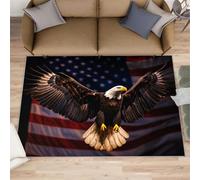Bald Eagle Bath Rugs for Bathroom, American Flag Rug 60x90cm, Retro Flag Eagle Doormat Washable & Non Slip Small Rugs for Home Decor