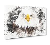 Bald Eagle Bird Watercolour Canvas Print | Gallery Wrapped 30mm Frame Wall Art | 30x20 inches | Ready to Hang | Modern Animals Picture | Living Room Bedroom Lounge Office