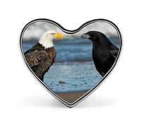 Bald Eagle Black Bird Cute Heart Lapel Pin Brooch Badge Clothes Jewelry Accessories for Men Women