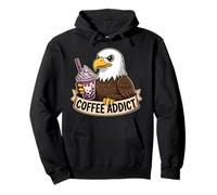 Bald Eagle Boba Coffee Addict Patriot Gift American Mom Dad Pullover Hoodie