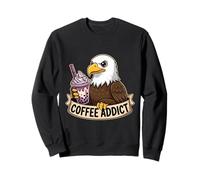 Bald Eagle Boba Coffee Addict Patriot Gift American Mom Dad Sweatshirt