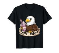 Bald Eagle Boba Coffee Addict Patriot Gift American Mom Dad T-Shirt