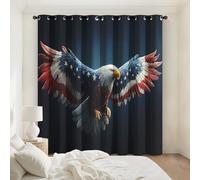 Bald Eagle Curtains 65 Drop & Home Decor, American Flag Blackout Curtains for Living Room Bedroom Accessories, Eyelet Thermal Drapes 29.5 x 65 Inch 2 Panels G&-12