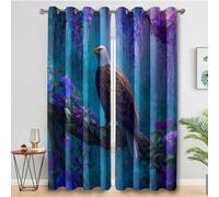 Bald Eagle Curtains for Living Room, Purple Botanical Flower Blackout Curtains Bedroom, 90 x 108 Inch 2 Panels, 108 Drop Eyelet Thermal Window Drapes, Home Decor
