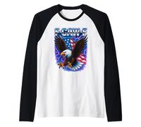 Bald Eagle F-Caw-F Funny 4th of July Adult Humor Raglan Baseball Tee