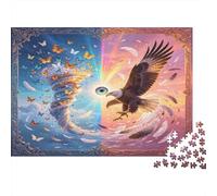 Bald Eagle Fantasy Sky 1000 Piece Jigsaw Puzzle Paper for Adults Magic Butterflies Sky Jigsaw Puzzle for Family Focus and Home Decor Stress Relief Gift 38x26cm/1000pcs