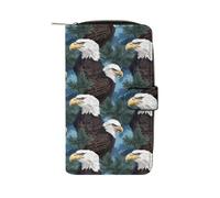 Bald Eagle Fashion Wallet Credit Card Holder Slim Coin Pocket Purse Handheld Phone Bags for Women Men 8×4.5×1.5 Inches
