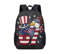 Bald Eagle Fishing American Flag 17 Inch Backpack for Boys Large School Bag Secondary School Vintage Rucksack (11)
