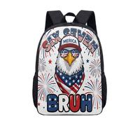 Bald Eagle Fishing American Flag 17 Inch Backpack for Boys Large School Bag Secondary School Vintage Rucksack (05)