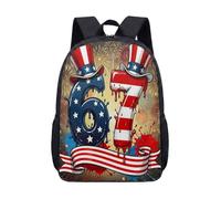 Bald Eagle Fishing American Flag 17 Inch Backpack for Boys Large School Bag Secondary School Vintage Rucksack (10)