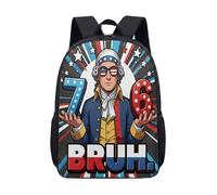 Bald Eagle Fishing American Flag 17 Inch Backpack for Boys Large School Bag Secondary School Vintage Rucksack (07)