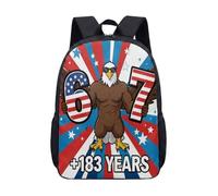Bald Eagle Fishing American Flag 17 Inch Backpack for Boys Large School Bag Secondary School Vintage Rucksack (06)