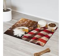 Bald Eagle Flag Pet Feeding Mat for Cat Dog Water Bowl Food Mats USA Flag Pet Feeding Mats Absorbent Nti-Slip Contain Spills Protects Floors Placemat 43.1 x 76.2 cm