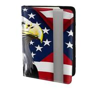 Bald Eagle Flag print Travel Wallet Passport Holder Case for Family Leather Passport Cover for Men Women, Black, One Size