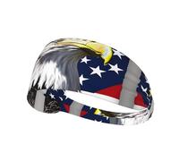 Bald Eagle Flag Printing Full-Print Elastic Exercise Headband, Adjustable Fit Great for Yoga,Hikingâ€‹ Exercise Headband
