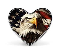 Bald Eagle Flag Veterans Heart Pin, 1 Inch Metal Love Lapel Pins - Lightweight, Smooth Edges, Versatile Badge Brooch for Jackets, Shirts, Bags, Gifts for Friends, Family