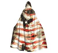 Bald Eagle Flag Veterans Print Hooded Cloak Cape Costume Robe