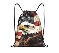 Bald Eagle Flag Veterans Women Men Gym Sack Durable String Backpack Lightweight Swimming Bags For Picnic Beach Travel