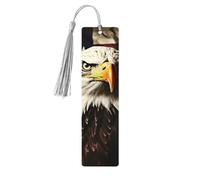 Bald Eagle Flag Veterans Wood Bookmark for Book Lovers Birthday Teachers Gift, Handmade Craft Book Marks Ornaments with Tassel Exquisite Reading Page Markers for Men Women