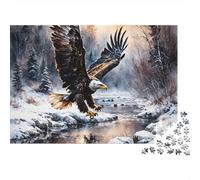 Bald Eagle Flight Jigsaw Puzzle Animal 1000 Pieces Eco-friendly Paper 100% Recycled for Adults Kids Gift Classroom Puzzle 52x38cm/1000pcs