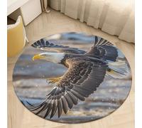 Bald Eagle Flying Area Rug Washable Circle Carpet Non-Slip Round Floor Rug Small Low Pile Waterproof Print Door Mat Pad Decor for Bedroom Living Room Bathroom Kitchen 80 * 80cm