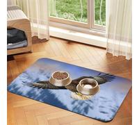 Bald Eagle Flying Dog Food Mats for Floors, 16x24 Inch Non-Slip Super Absorbent Pet Food Mat, Dishwasher Dog Mat for Food and Water, Cute Quick Dry Pet Feeding Mat for Dogs Puppy Cats