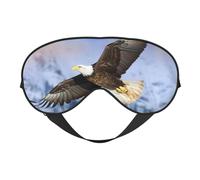 Bald Eagle Flying Double-Sided Silk Sleep Mask, Adjustable Light Blocking Eye Mask for Travel, Men & Women, Soft Comfortable Blindfold 20x10cm