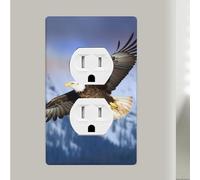 Bald Eagle Flying Duplex Receptacle Outlet Covers, 1-Gang Standard Size Wall Plates, Unbreakable Polycarbonate Dual Outlet Faceplates Covers For Kitchen Home Kids Room Decor 4.5" X 2.76"