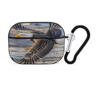 Bald Eagle Flying Earbuds Organizer Shockproof Protective Airpods Pro Cover with Carabiner Clip Anti Fall Carrying Earphone Case Cover for Airpods Pro 2nd Generation Black