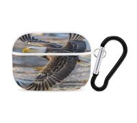 Bald Eagle Flying Earbuds Organizer Shockproof Protective Airpods Pro Cover with Carabiner Clip Anti Fall Carrying Earphone Case Cover for Airpods Pro 2nd Generation White