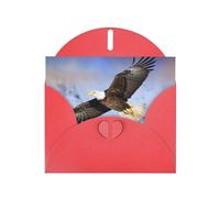 Bald Eagle Flying Holiday Cards | Double Sided Glitter Cardstock | Christmas, Birthday, Valentine's Day, Wedding & Party Invitations | Envelopes Included