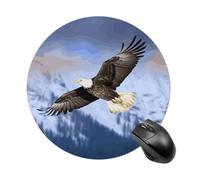 Bald Eagle Flying Mouse Pad, 7.8 Inch Portable Round Mouse Mat with Non-Slip Rubber Base & Smooth Surface, Waterproof Mousepad for Gaming Office & Home