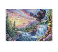 Bald Eagle Flying Over Waterfall 300 Piece Jigsaw Puzzle for Adults Jigsaw Home Bar Decor Stress Relief Game Whimsical Design Perfect Present for Hosts 300 PCS